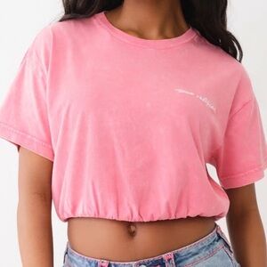 True Religion Cotton Short Sleeve Crop Bubble Top Women Size Medium